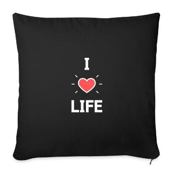 I Love Life - I love life - Sofa pillowcase 17,3'' x 17,3'' (45 x 45 cm) - black - Front