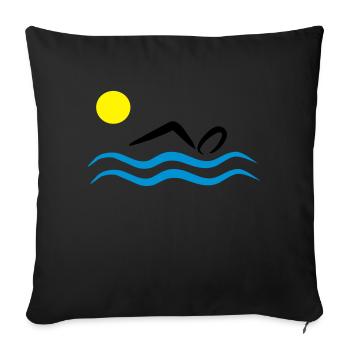 natation - Housse de coussin décorative 45 x 45 cm - noir - Devant