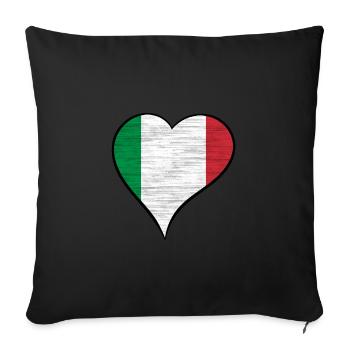 Italy national flag heart - Sofa pillowcase 17,3'' x 17,3'' (45 x 45 cm) - black - Front