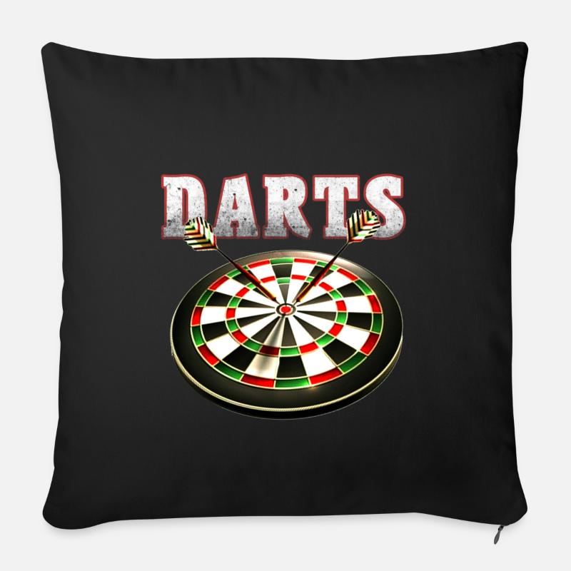 Team Darts Geschenk Dartscheibe Dartpfeile Bullsey - Sofakissenbezug 45 x 45 cm - Schwarz