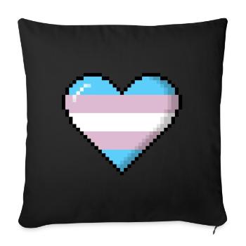Transgender Pride 8Bit Pixel Herz - Sofakissenbezug 45 x 45 cm - Schwarz - Vorne
