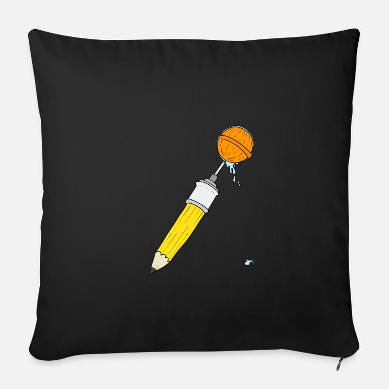 Sucette crayon - Housse de coussin décorative 45 x 45 cm - noir