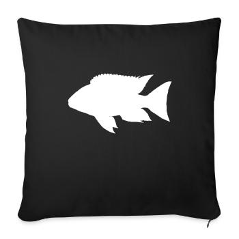 African Lake Malawi cichlid aquarium gift - Sofa pillowcase 17,3'' x 17,3'' (45 x 45 cm) - black - Front