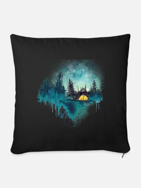 Natur Camp Articifial Landschaft Outdoor - Sofakissenbezug 45 x 45 cm - Schwarz