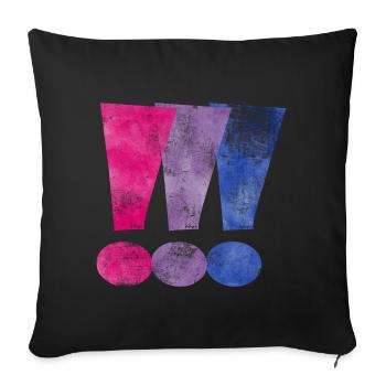Points d'exclamation de la fierté bisexuelle - Housse de coussin décorative 45 x 45 cm - noir - Devant