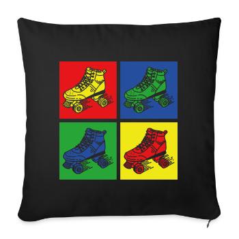 Retro Rollschuhe - Sofakissenbezug 45 x 45 cm - Schwarz - Vorne