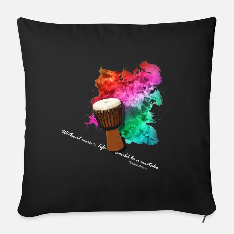 Djembe - Housse de coussin décorative 45 x 45 cm - noir