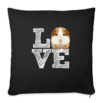 Guinea Pig Love Rodent Wheek Gift Idea L. O. V. E. - Sofa pillowcase 17,3'' x 17,3'' (45 x 45 cm) - black - Front