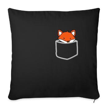 Fox Pocket - sac, renard, cadeau - Housse de coussin décorative 45 x 45 cm - noir - Devant