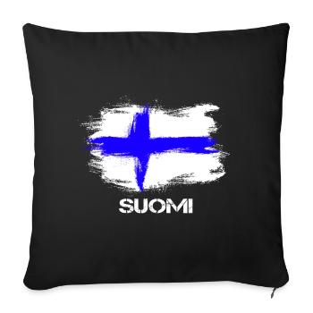 Finland Suomi flag - Sofa pillowcase 17,3'' x 17,3'' (45 x 45 cm) - black - Front