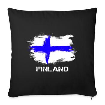 Finland Suomi flag - Sofa pillowcase 17,3'' x 17,3'' (45 x 45 cm) - black - Front