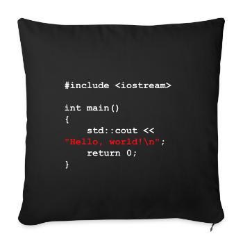 Hello World C++ Entwickler Programm Geschenk - Sofakissenbezug 45 x 45 cm - Schwarz - Vorne