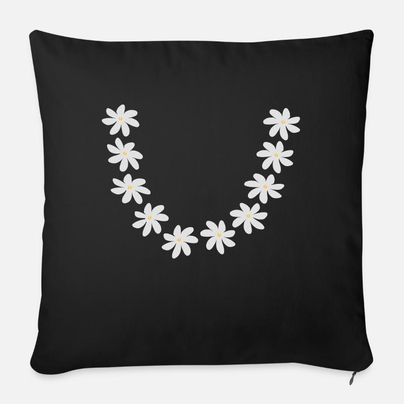 collier tiare couronne sans feuille Tahiti - Housse de coussin décorative 45 x 45 cm - noir