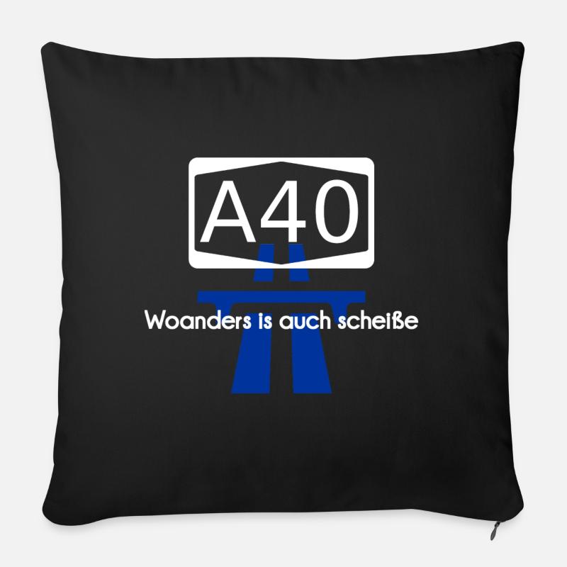 A40 Autobahn - Sofakissenbezug 45 x 45 cm - Schwarz