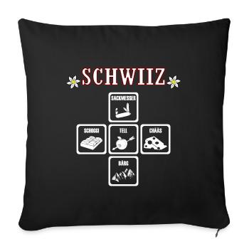 Schwiiz Switzerland - Sofa pillowcase 17,3'' x 17,3'' (45 x 45 cm) - black - Front