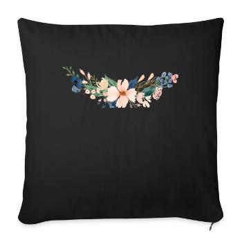 Bride - JGA - Floral series - Sofa pillowcase 17,3'' x 17,3'' (45 x 45 cm) - black - Front