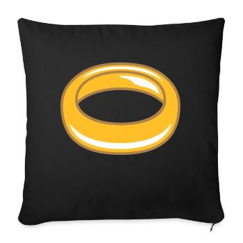 bijoux bague bel or cher se marier fiançailles - Housse de coussin décorative 45 x 45 cm - noir - Devant