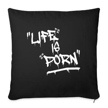 La vie est porno graffiti hip hop - Housse de coussin décorative 45 x 45 cm - noir - Devant