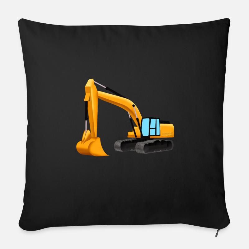 Gelber Bagger - Sofakissenbezug 45 x 45 cm - Schwarz
