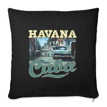 La Havane Cuba Graffiti Street Art - Housse de coussin décorative 45 x 45 cm - noir - Devant