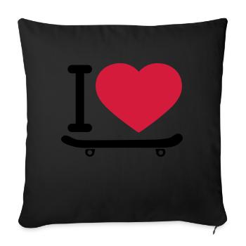 I love coeur amour planche skate skate skateboard s - Housse de coussin décorative 45 x 45 cm - noir - Devant