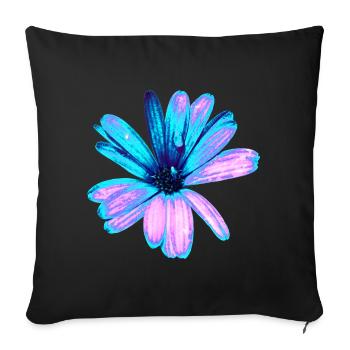 Türkis und rosa Blume - Sofakissenbezug 45 x 45 cm - Schwarz - Vorne