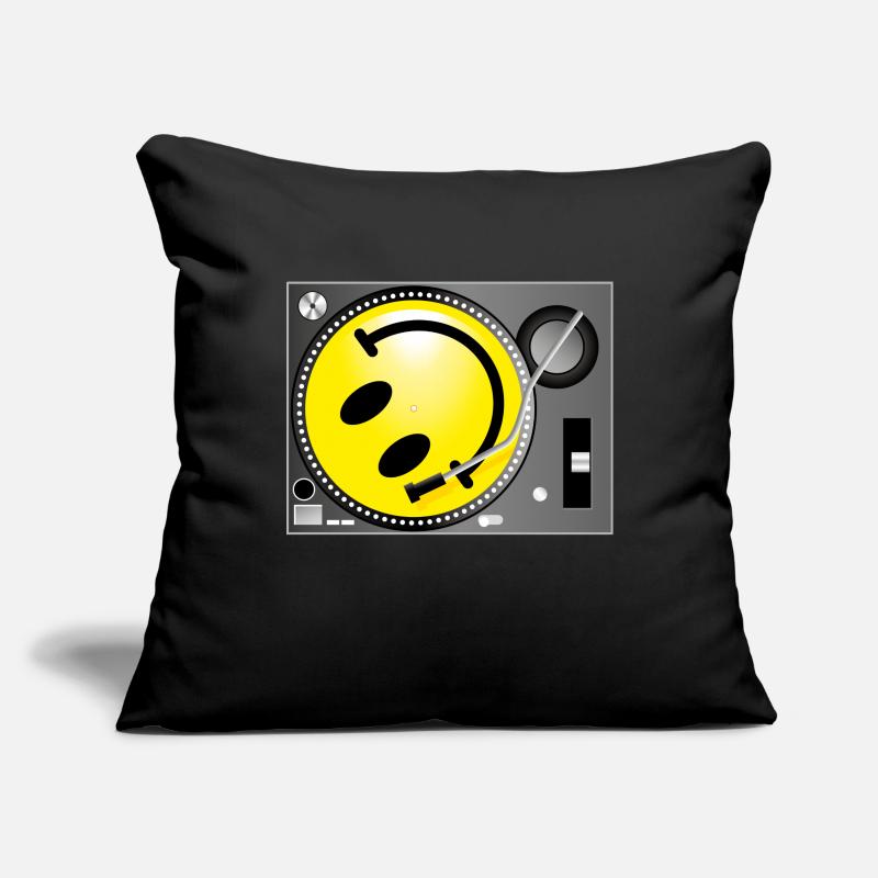 Smiley Record Player Housse de coussin décorative 45 x 45 cm