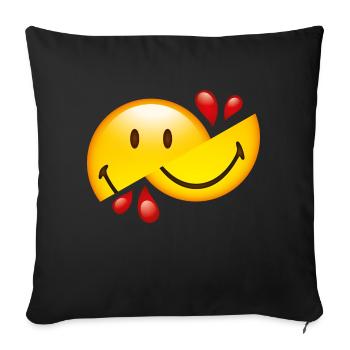 Smiley Glossy Cut in Half - Housse de coussin décorative 45 x 45 cm - noir - Devant