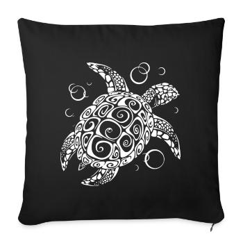tortue nageuse - Housse de coussin décorative 45 x 45 cm - noir - Devant