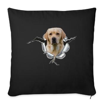 Labrador Gelb im Metall-Loch - Sofakissenbezug 45 x 45 cm - Schwarz - Vorne
