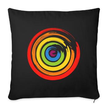 Locker gemalte Kreise aus farbigen Pinselstrichen - Sofakissenbezug 45 x 45 cm - Schwarz - Vorne