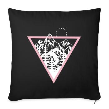Triangle avec montagnes et oiseaux - Housse de coussin décorative 45 x 45 cm - noir - Devant