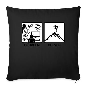 Problem Solved - Skiing - Sofa pillowcase 17,3'' x 17,3'' (45 x 45 cm) - black - Front
