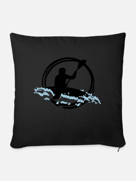 Wildwasser Kajak - Sofakissenbezug 45 x 45 cm - Schwarz