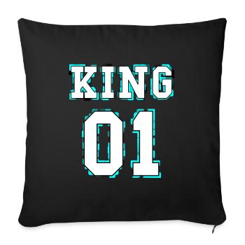 King - Queen Pärchendesign - Sofakissenbezug 45 x 45 cm - Schwarz - Vorne