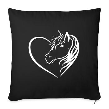 Horse love - Sofa pillowcase 17,3'' x 17,3'' (45 x 45 cm) - black - Front