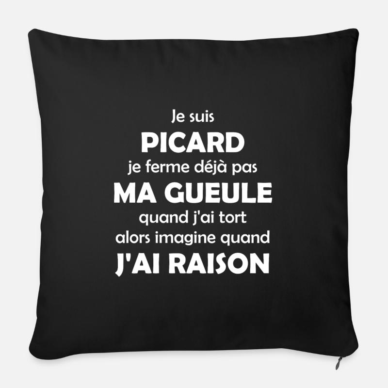 Je suis Picard - Housse de coussin décorative 45 x 45 cm - noir