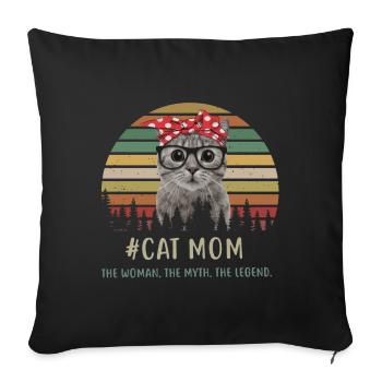 chat maman - Housse de coussin décorative 45 x 45 cm - noir - Devant