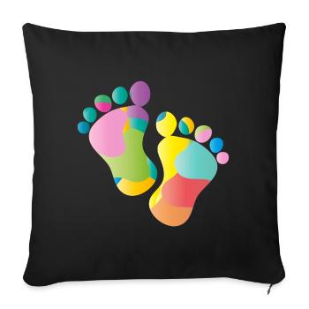empreintes colorées de bébé - Housse de coussin décorative 45 x 45 cm - noir - Devant