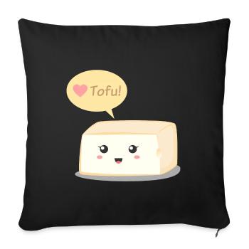 Love Tofu, Cute Food Doodle - Housse de coussin décorative 45 x 45 cm - noir - Devant