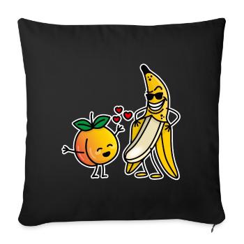 Pêche banane drôle couple sexe saint valentin - Housse de coussin décorative 45 x 45 cm - noir - Devant