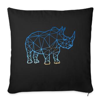 Rhinocéros dans le style polygone - Housse de coussin décorative 45 x 45 cm - noir - Devant