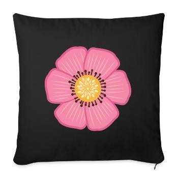 Dessiné belle fleur de fleur de jungle rose - Housse de coussin décorative 45 x 45 cm - noir - Devant