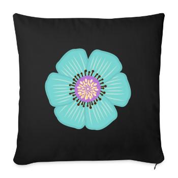 Light blue flower turquoise jungle flowers - Sofa pillowcase 17,3'' x 17,3'' (45 x 45 cm) - black - Front