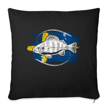 Sweden fishing perch - Sofa pillowcase 17,3'' x 17,3'' (45 x 45 cm) - black - Front