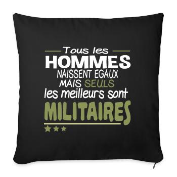 Militaire Homme Idée cadeau Armée de Terre Fierté - Housse de coussin décorative 45 x 45 cm - noir - Devant