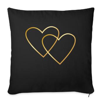 Two Golden Hearts - Sofa pillowcase 17,3'' x 17,3'' (45 x 45 cm) - black - Front