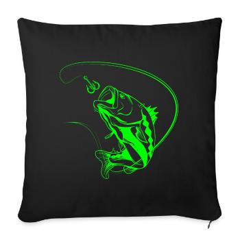 Leuchtender Angelfisch im Neon-Stil - Sofakissenbezug 45 x 45 cm - Schwarz - Vorne