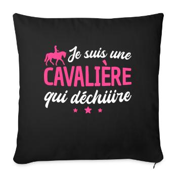 je suis une cavalière qui déchire - Housse de coussin décorative 45 x 45 cm - noir - Devant