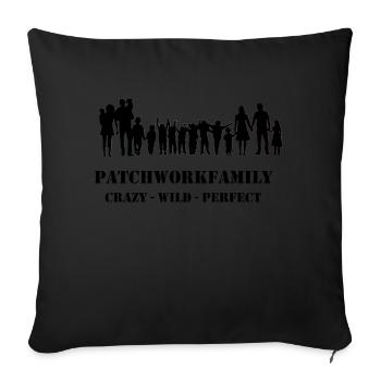 Patchworkfamily - Familie - Patchwork - Geschenk - Sofakissenbezug 45 x 45 cm - Schwarz - Vorne